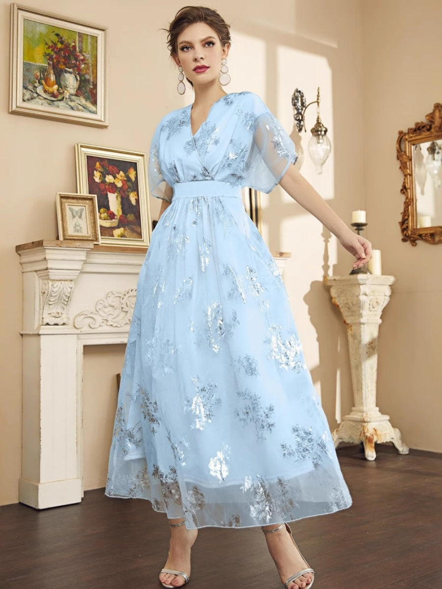 Organza Hot Stamping Gentle Maxi Dresses