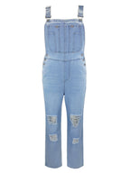 Hole Washed Pocket Denim Overalls
