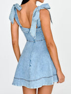 Denim Bow Tie Mini&Short Dresses