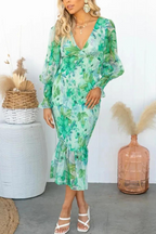Rafaela Aesthetic Floral Print Midi Dress Elevated Occasion Wear