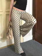Polka Dots Low-rise Loose-fit Micro-flared Pants