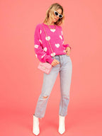 Heart Pattern Valentine's Day Round Neck Pullover