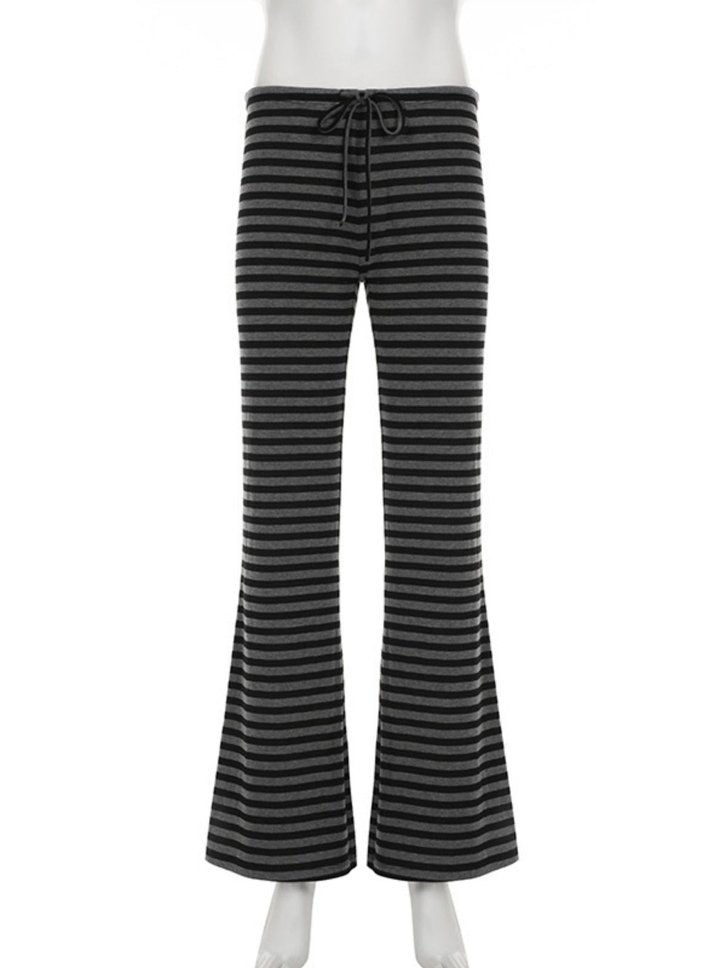 Striped Color Blocking Straps Flared Pants