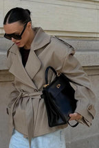 Khaki Belted Relaxed Fit Coat