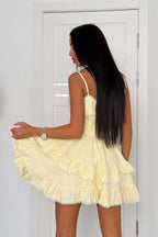 Asymmetric Cami Lace Patchwork Tie Waist Mini Dress