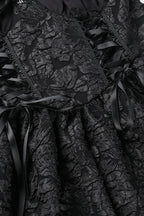 Ruffled Cross Neck Gothic Dress