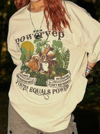 Vintage Dog Print Half Sleeve Oversized Short Sleeve Tee