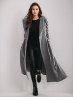 Woolen Flared Coat With Hood Vintage Belted A-line Winter Long Outerwear For Women 2026