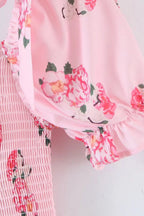Floral Print Smocked Square Neck Tie-Shoulder Tiered Ruffle Mini Dress