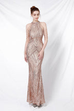 Sequin Halter Mermaid Maxi Dress
