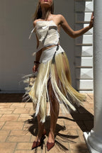Stylish Halter Neck Lace Up Tassel Pendant Backless Top