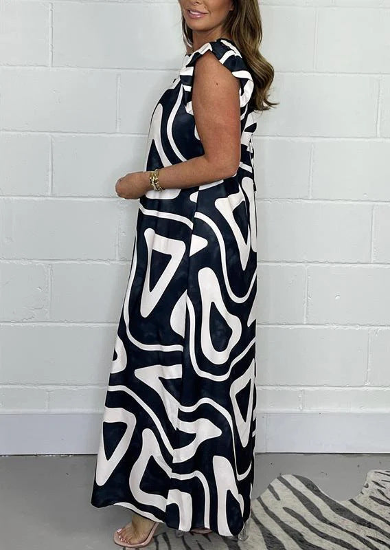 V-neck printed wide leg jumpsuit