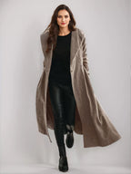 Woolen Flared Coat With Hood Vintage Belted A-line Winter Long Outerwear For Women 2026