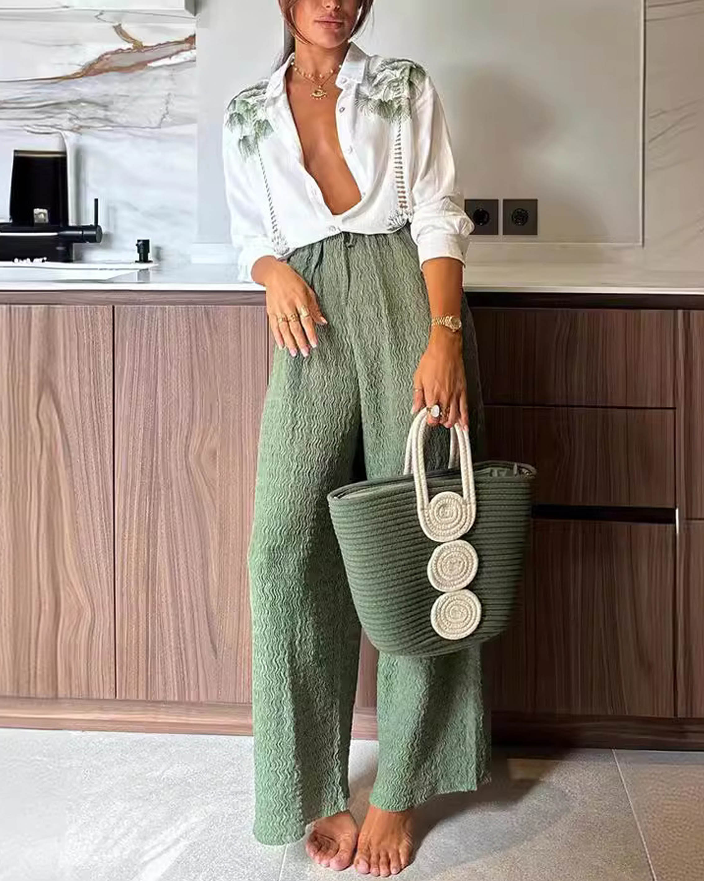 Casual Floral Printing Two Pieces Set