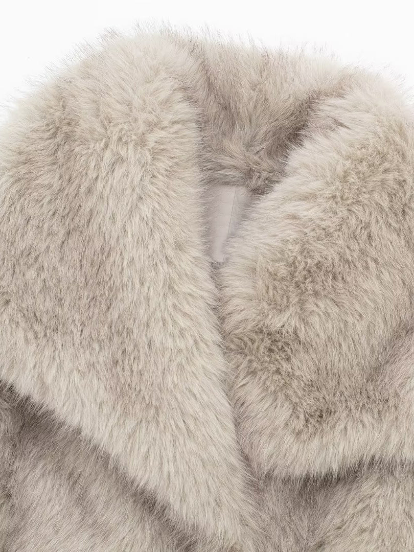 Faux Fur Coats Cozy Winter Women Chic Eco-friendly Fur Jacket In Burgundy