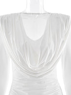 Modern Ruched Mini Dress With Deep V Neck For Women 2026