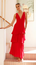 Sleeveless Ruffled Layered Backless Maxi Dress