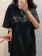 Washed Distressed Butterfly Print Oversized Short Sleeve Tee