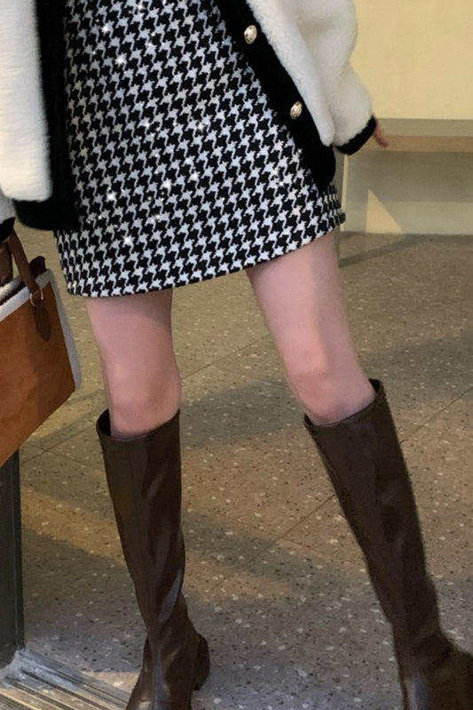 Red Plaid High Waist Skirt