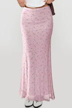 Comfortable Slim Digital Floral Print Maxi Skirt
