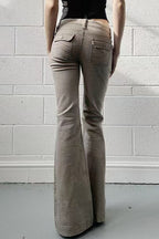 Vintage Low-Rise Cargo Micro-Flare Slim Jeans