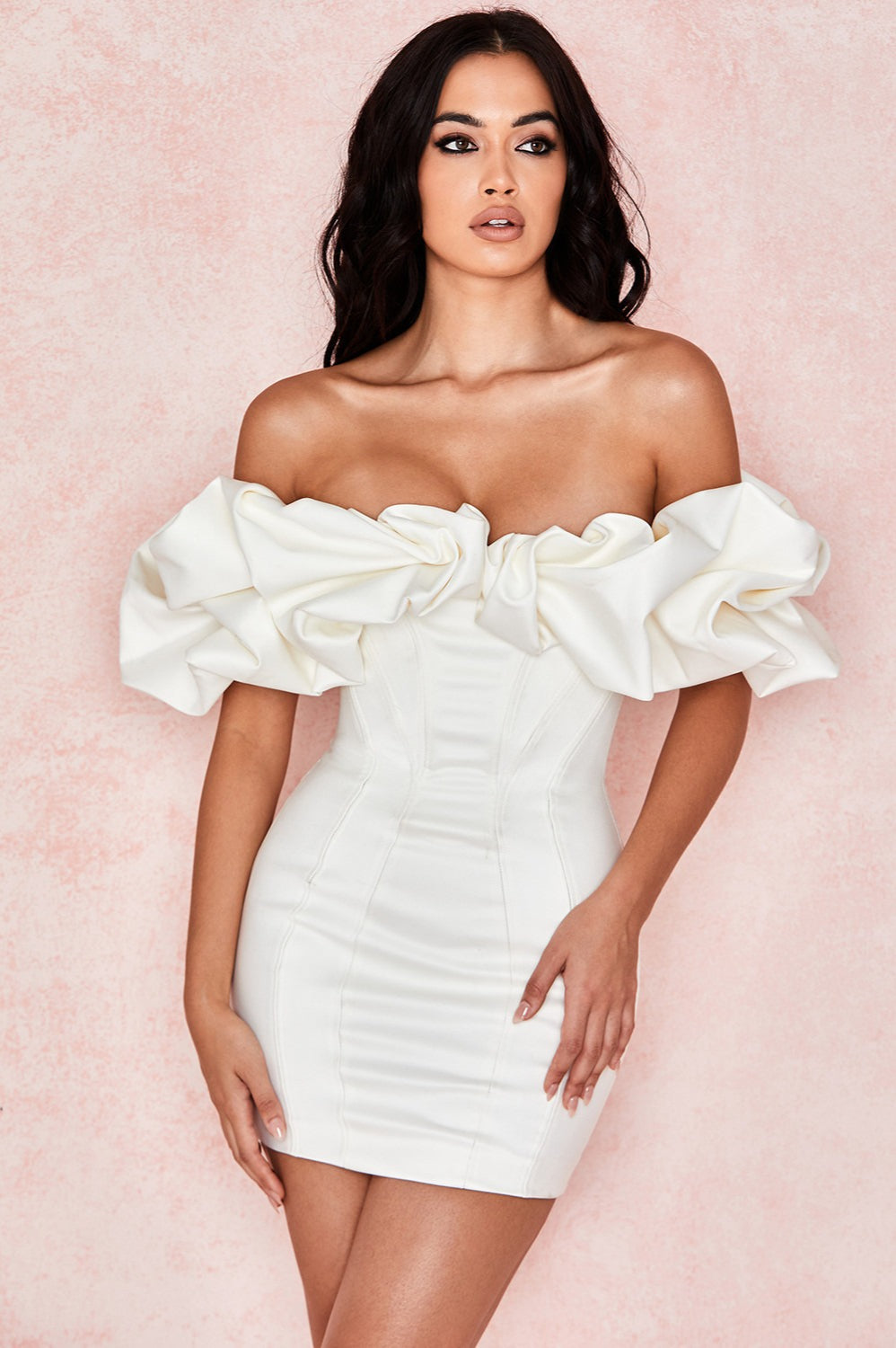 Boned Ruffle Mini Dress