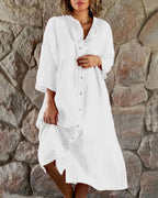 Loose Shirt-collar Sleeveless Long Dress