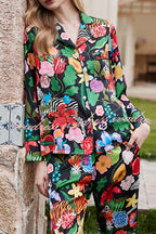 Tiger and Zebra Printed Home Long Sleeved Two-piece Set
