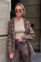 Vintage Plaid Long  Blouse