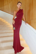 One Shoulder Ruched Bodycon Mermaid Maxi Formal Gown
