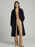 Wool Cashmere Blend Vintage A-line Coat With Classic Lapel And Belt For Women 2026