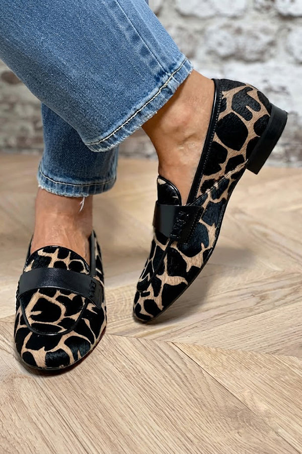 Leopard Print Low-cut Loafers