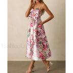 Red 3D Bow Spaghetti Strap Midi Dress