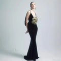 3D Floral Backless Satin Prom Dress