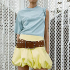 3D Flower Denim Micro Skirt