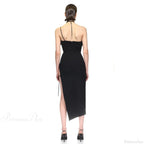 3D Flower Halter Bodycon Party Dress