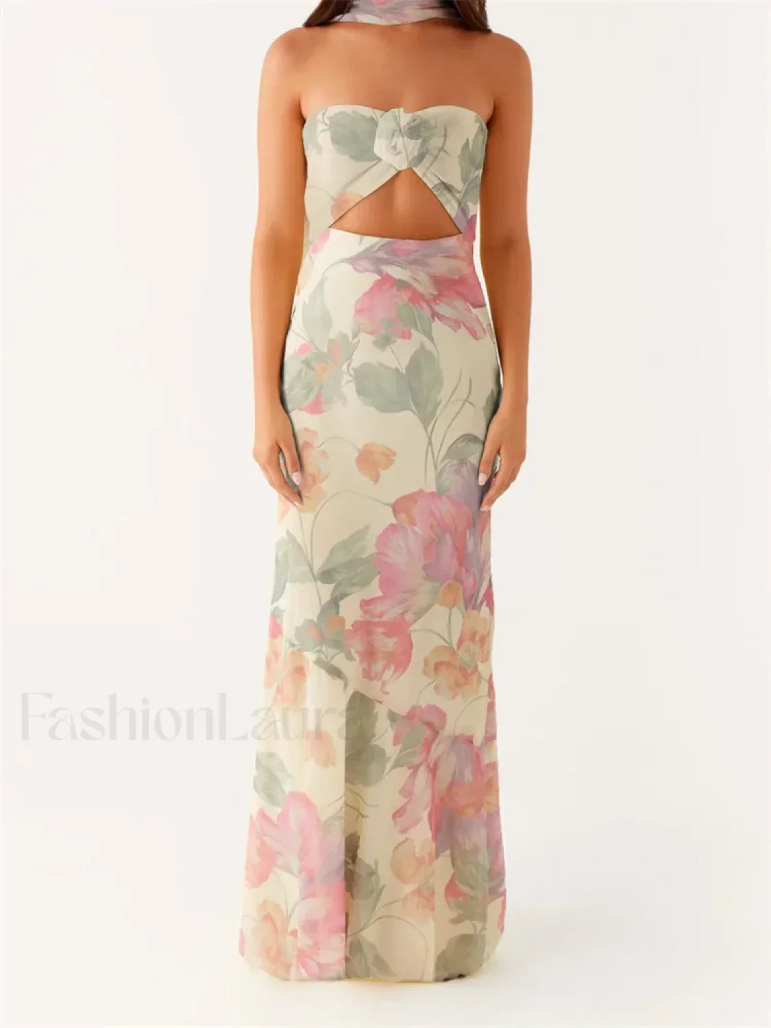 3D Flower Patchwork Tube Maxi Dress