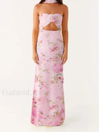 3D Flower Patchwork Tube Maxi Dress