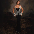 3D Pearl Strapless Bandage Prom Dress
