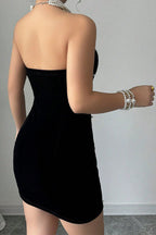 Black Sequin Strapless Bodycon Mini Dress