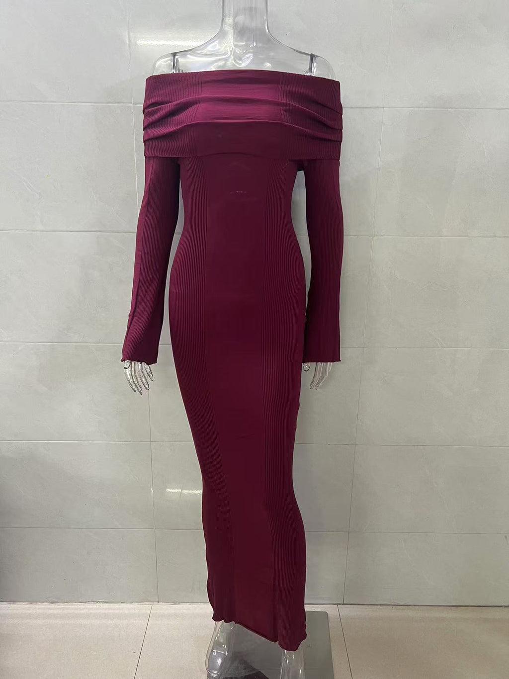 Maxi Off Shoulder Knit Dress With Flare Sleeve For Women 2026