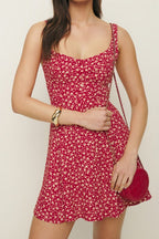 Sweetheart Neck Wide Strap Floral Print Fit and Flare Mini Dress