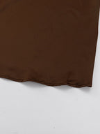 Brown Satin Mini Shirt Dress With High Neck And Lantern Sleeve For Women 2026