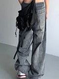 Buckle Strap Baggy Boyfriend Jeans