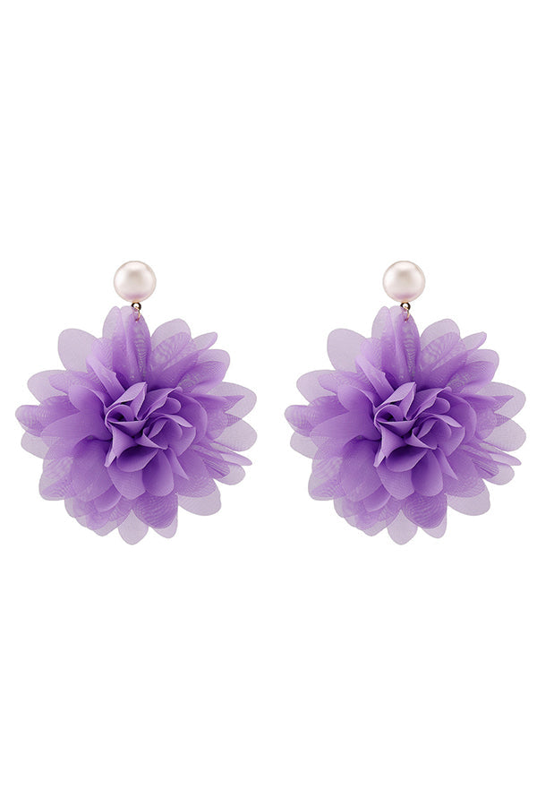 Fashion Holiday Fabric Floral Pearl Earrings