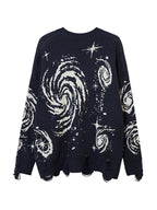 Swirl Print Ripped Design Sweater