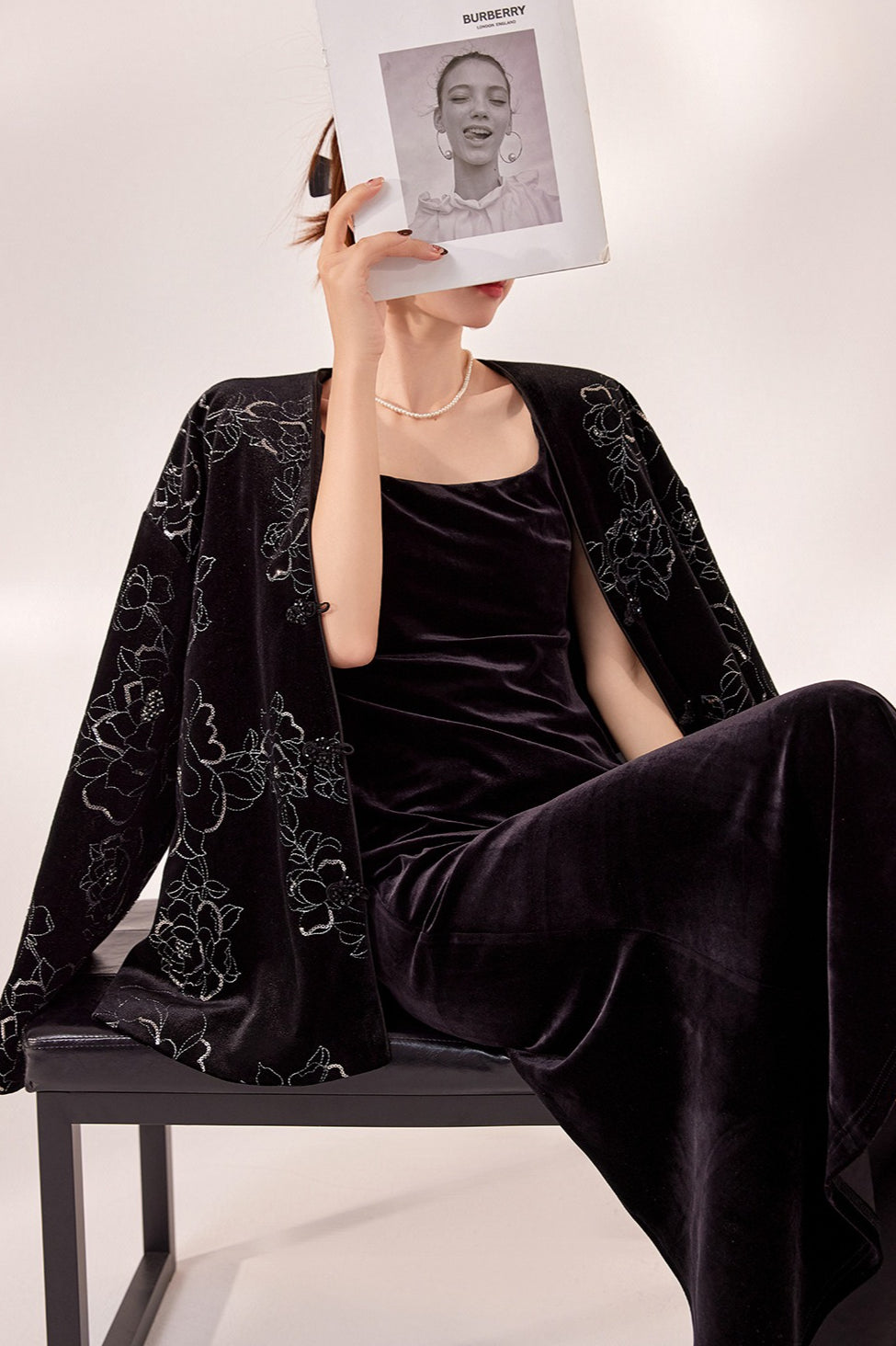 Black Velvet Strappy Backless Maxi Dress