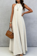 Solid Color Sleeveless Loose Casual Vacation Style Maxi Dress