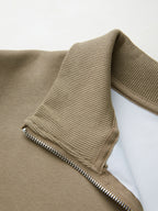Color Block Splice Letter Embroidery Print Sweatshirt