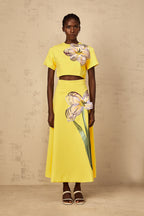 Irène Yellow Sequin Floral Embroidered Matching Set